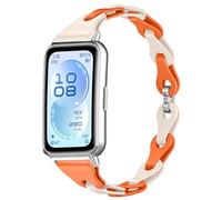 MiKoyi Silicona Correa Compatible con Huawei Band 11 / Band 11 Pro, Suave Transpirable Hebilla Ajustable Silicona Deportivo Correa de Repuesto para Huawei Band 11 Pro/Band 11, Lechoso y Naranja
