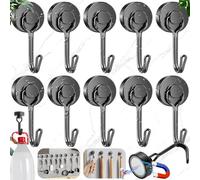 Mikqky 10 Piezas Mini Ganchos Magnéticos, Gancho Magnético Extrafuerte, 7Kg Ganchos Magnéticos Negro, Ganchos Giratorios Magnéticos, Gancho De Imán De Estilo Giratorio Para Refrigerador (Negro)