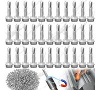 Mikqky 120 Piezas Tornillos Autotaladrantes De Acero Inoxidable, Tornillos Autotaladrantes Con Arandela, Tornillos Hexagonales Autorroscantes Para Metalicas, Tornillos Autotaladrantes 4,2 x 16 mm