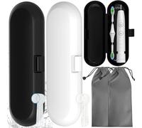 Mikqky 2 Piezas Estuche De Viaje para Cepillo De Dientes Eléctrico, Funda Cepillo Dientes Electrico Portátil, para Estuche De Cepillo De Dientes Eléctrico Oral-B, Funda Cepillo Dientes (Negro+Blanco)