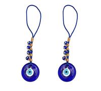 Mikqky 2 Piezas Ojo Turco Azul, Regalo de Bendición Con Colgante de Amuleto, Colgante de Cuentas de Cristal de Regalo de Bendición de Protección de Decoración Del Hogar