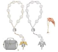 Mikqky 2 Piezas Rosario para Coche con Ángel De La Guarda, Rosario De Coche Colgante, Ángel Guardián del Espejo Retrovisor, Espejo Retrovisor Colgante De Ángel, Mirror De Coche Guardian Ángel