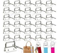 Mikqky 30 Piezas Llavero De Hardware De Pulsera, Material Del Llavero Hardware, Hardware Con Llavero Para Bolsos, Llavero Hardware De Muñeca Para Pulseras De Bricolaje, Plata, 1,26 x 0,9 Pulgadas