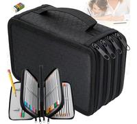 Mikqky Estuche Grande con 72 Ranuras para Lápices, Estuche De Lápiz Adolescente, Caja de Lápices Negra de Gran Capacidad Multicapa, Caja De Papelería de 72 Ranuras
