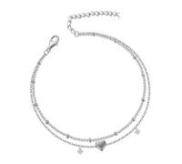 Mikqky - Pulsera de tobillo para mujer, pulsera de tobillo para mujer, cadena de tobillo, hervidor de pie fino, hervidor de pie de piedra zirconia regalo (plata, oro), 21 cm / 8,26 pouces, Metal, NO