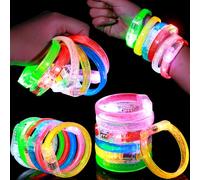 Mikulala 12 pulseras luminosas para niños, pulseras intermitentes en la oscuridad, coloridas, luminosas, juguetes luminosos, regalos para cumpleaños, Navidad, fiesta oscura, fiesta de Año Nuevo