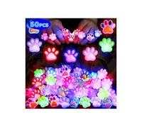 Mikulala Paquete de 50 anillos con luz LED de pata de perro para niños, anillos de resina que brillan en la oscuridad con textura de gelatina de caramelo, rellenos de bolsas de fiesta intermitentes