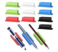 MIKULLE 10 pcs soportes para bolígrafos de silicona, con 10 almohadillas adicionales de 3m, soporte para bolígrafos, clip para lápiz, accesorios de escritorio, suministros para profesores （5 Colores）