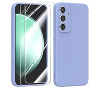 MIKULLE Funda para Samsung Galaxy S23 FE 5G con Cristal Templado Protector de Pantalla,Ultra Slim Protectora Anti-Choques Carcasa de Silicona Líquida TPU Suave Case Cover - Lila