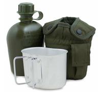 Mil-Tec Botella de Campo M1 Con Bolsa De Taza Y Alice Clips Camping Robusto