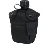 Mil-Tec - Cantimplora del ejército americano, con vaso y funda, negro - negro, talla única