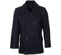 Mil-Tec Chaqueta para hombre 10581000, doble botonadura, forro acolchado, 2 bolsillos, bolsillos interiores, resistente al agua, azul marino, L