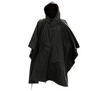 Mil tec , Poncho impermeable con capucha Ripstop, negro