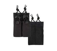 Mil-Tec Revista Bolsa para Pistola Doble con Velcro en la Espalda mit Klettrücken (Negro)