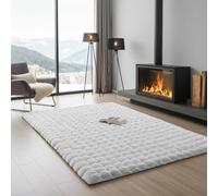 Mila Home Fluffy Rabbit Fur Peluche Alfombra - Alfombra lavable súper suave con fondo antideslizante, efecto burbuja de lujo (gris, 150 x 230)