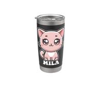Mila - Lindo diseño de gatito para niñas, nombre Mila Vaso térmico de acero inoxidable de doble pared