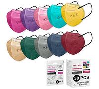 Mila Rosa Mascarillas FFP2 Homologadas Españolas. Mascarilla FFP2 Colores. Caja 30 Unidades. Desechable Proteccion Personal 5 Capas. Mascara Filtro 95%. 3x10 107.6619 Multicolor