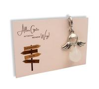 Milaboo® Ángel de la guarda amuleto de la suerte para nuevos caminos - Regalo de despedida para colegas - Tarjeta hecha a mano con cristal - Regalos para colegas, Ángel Guardián Nuevo Camino, Talla
