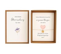 Milaboo® Caja de regalo hecha a mano para madrina con colgante de pie de bebé, recuerdo personal y gesto cariñoso, caja de regalo en color natural (pies de bebé patentante)