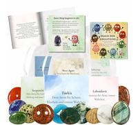 Milaboo Magia de piedras preciosas 2 - 12 x piedras de la suerte con significado y tarjeta en bolsa de organza, set con folleto - regalo para niños y adultos (magia de gemas 2)