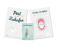 MilaBoo® Regalo de hada de los dientes para niños, colgante de la suerte con tarjeta postal de hada de los dientes, certificado y calendario dental, set de regalo para niña y niño para la entrega de