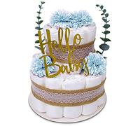 MilaBoo Tarta de Paales Vintage Eucalipto Verde: Regalo Recien Nacido con 26 Paales Premium Tamao 2