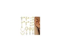 MILACOLATO 16Pcs Piercing Oreja Pendientes Acero Inoxidable Mujer Piercing Tragus Helix Cartílago Pendientes Dorados Hipoalergenicos Tachuelas Pendiente Pequeños Oro/Plata-G