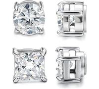 Milacolato 2 Pares de Aretes Magnéticos de Acero Inoxidable Para Hombres Mujeres no Perforantes CZ Hipoalergénicos 4-10mm