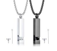 MILACOLATO 2 piezas Colgante de urna de cremación Collar para memorial Acero inoxidable negro con CZ Collar Joyería de cenizas Recuerdos