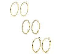 MILACOLATO 3 Pares Pendientes de Aros Dorados para Mujer y Niña Pendientes de Aros Ligeros No Dan Alergia Agujas de Plata 925 Chapados en Oro de 18K Brillo Duradero Circonitas Brillantes