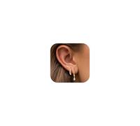 MILACOLATO 3 Pares Pendientes de Oro de 14K y Plata 925 para Mujer - Hipoalergénicos Aros y Botones con Diseño de Mariposa y Zirconia Ideales para Piercings Múltiples y Estilo Apilable