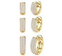 MILACOLATO 3 Pares Pendientes Mujer Con Púa de Plata 925 Pendientes Aro Mujer Hipoalergenicos Pendiente Chapado en Oro 14K Ligera Perla Simulada CZ Juego de Aretes Pequeños-A