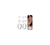 MILACOLATO 3Pares Pendientes Mujer Plata 925 Hipoalergénicos Pendientes Aro Pequeños Pendientes Corazon Colgantes Lindo Pendientes Plata de Ley 925 Niña Mujer-HeartS