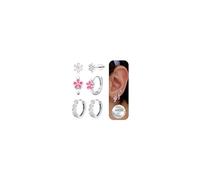 MILACOLATO 3Pares Pendientes Mujer Plata 925 Hipoalergénicos Pendientes Aro Pequeños Pendientes Corazon Colgantes Lindo Pendientes Plata de Ley 925 Niña Mujer-FlowerS