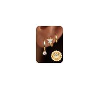 MILACOLATO 3Pares Pendientes Mujer Plata de Ley 925 14K Chapado Oro Hipoalergénicos Set de Pendientes Clip Huggie Hoop para Múltiples Piercings Regalos Originales para Mujer-Mariposa
