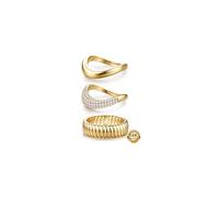 MILACOLATO 3Pcs Anillo Oro Mujer Anillo Dorado Mujer 14K Anillos de Compromiso Promesa Anillos Apilables Conjunto de Anillo Gruesos Hipoalergénicos Talla 17