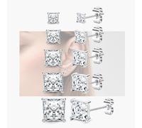 MILACOLATO 5Pares Pendientes Mujer Plata de Ley 925 Pendientes Pequeños Hipoalergenicos Diamante 18k Oro AB Pendientes de Circón Piercing Oreja Hombre 4/5/6/7/8MM