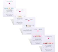 MILACOLATO 5Pcs Juego de Pulsera de Amistad Con Tarjeta de Mensaje Pide un Deseo - Ajustable Estrella Corazón Hecha a Mano - Simple Moda Mujer Joyería Regalos