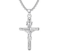 MILACOLATO Collar de Cruz de Plata de Ley 925 para Hombres y Mujeres Cadena con Crucifijo y Colgante de Cruz Cristiana - Joyería Religiosa Clásica para Uso Diario