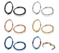 MILACOLATO Pendientes Aro Pequeños Para Mujer Hombre Acero Quirúrgico Pendientes Huggie Cartílago De Lóbulos Ajustados Anillo De Nariz Labio Daith Helix Piercing Joyas Hinged Pendientes 10mm