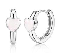 MILACOLATO Pendientes Mujer Plata Orecchini Argento 925 Ipoallergenici Piccoli Cerchi Huggie a Cuore per Donna e Bambina Orecchini Sleepers Cartilagine Idea Regalo Gioielli per Ragazze-F