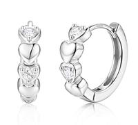 MILACOLATO Pendientes Mujer Plata Orecchini Argento 925 Ipoallergenici Piccoli Cerchi Huggie a Cuore per Donna e Bambina Orecchini Sleepers Cartilagine Idea Regalo Gioielli per Ragazze-K