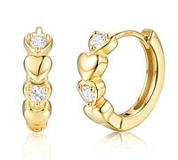 MILACOLATO Pendientes Mujer Plata Orecchini Argento 925 Ipoallergenici Piccoli Cerchi Huggie a Cuore per Donna e Bambina Orecchini Sleepers Cartilagine Idea Regalo Gioielli per Ragazze-O