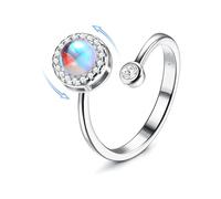 Milacolato Piedra Natural Anillo Mujer Hombre Ópalo Ajustador Anillo Plata 925 Chapado en Oro Moonstone Fidget Anillo Abierto Ajustable Spinner Knuckle Promise Boda Compromiso Anillos con caja de