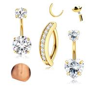 MILACOLATO Piercings Ombligo Aro Oro Plata Piercing Ombligo Dorado Acero Quirurgico Oro 14K 10MM Pendente Mujer A