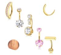 MILACOLATO Piercings Ombligo Aro Oro Plata Piercing Ombligo Dorado Acero Quirurgico Oro 14K 10MM Pendente Mujer C