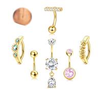 MILACOLATO Piercings Ombligo Aro Oro Plata Piercing Ombligo Dorado Acero Quirurgico Oro 14K 10MM Pendente Mujer E