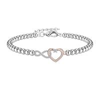 MILACOLATO Pulsera de Infinito Mujer Plata 925,Cuentas,Oro rosa,Corazón, Infantiles Pulseras Madre Mamá Mujer