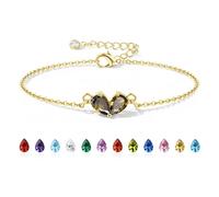 MILACOLATO Pulsera Oro Mujer Corazón Cristal Delicado Pulseras Personalizadas Piedra de Natalicio Umpleaños Navidad Regalos Joyas para Mujer Niña Mamá Amiga-Marzo Aguamarina