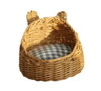 Milageto 1/12 Refugio para mascotas Adorno clásico Casa de muñecas Mini Muebles Juego de simulación Casa para perros Perrera para niños Niñas Niños pequeños 3+, Enrejado de Luz